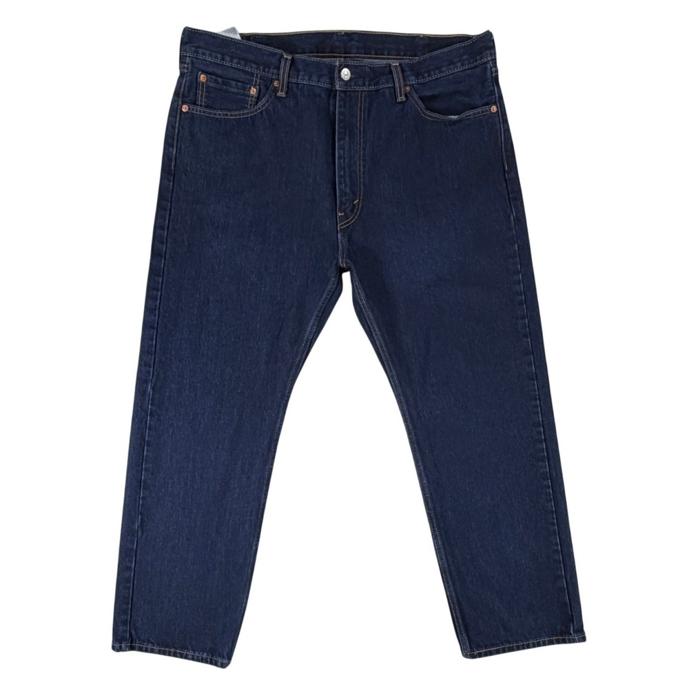 Levis 505 Regular Fit Straight Leg Jeans Dark Indigo Blue 40x30 Mens Denim Pants
